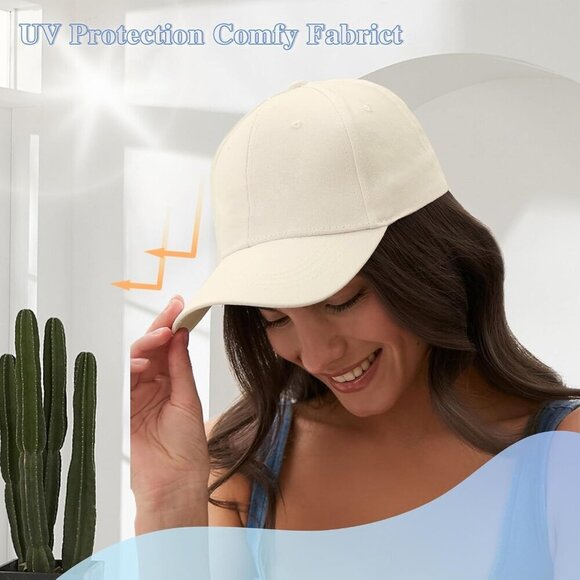 Hat Wig Women Baseball Cap with Hair Attached Short Wave Synthetic Adjustable
